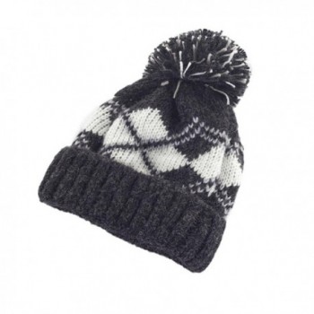 Clearance!! Women's Knit Beanie Cap Winter Warm Hand Knit Faux Fur Pompoms Beanie Hat - Black - CP188O2R96R