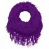 Peach Couture Warm Bohemian Crochet Hand Knitted Fringe Infinity Loop Scarf Wrap - Purple - CO11PRHVFRF