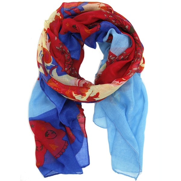 Bucasi Stars Skull & Bones Ladies Stylish Scarf - Blue - C511FJSIBZB