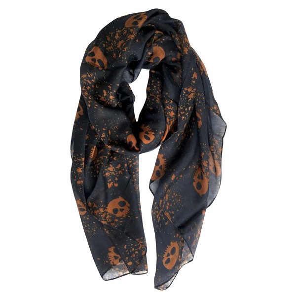 GERINLY Cool Skull Print Wrap Scarf Lightweight Winter Scarves - Blue Black - CP185HZAKQH