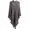 FOUNDO Women's Pullovers Sweater Lace Crochet Knit Poncho Cape Wrap Tassle Shawl - Gray - CD187EXLMDE