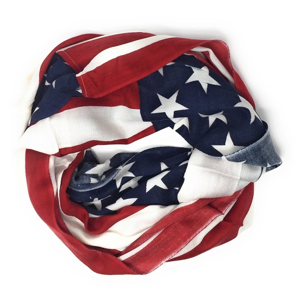 Large USA American Flag Red White and Blue Circle Infinity Scarf Shawl Wrap - Lightweight Flag - CA187KL64Z0