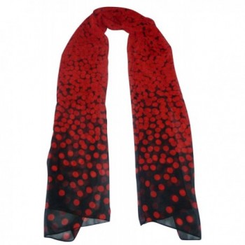 Eshops Gradual Color And Small Dots Print Silk Women Scarf Soft Fall Shawl - Black/Red - CX11M2YXE5H