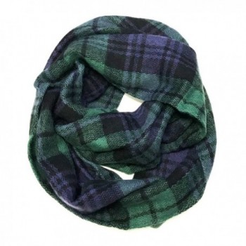 ALLYDREW Fashionable Plaid Infinity Circle Scarf Long Plaid Winter Scarf - Infinity- Blue and Green - CW17Z2IGLUW