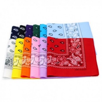 100% Cotton Double Sided Print Paisley Bandana Scarf- Head Wrap - 12 Colors 22 inch - C6119UA3T37