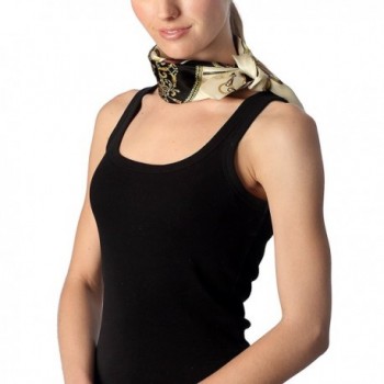 Women's Luxury 100% Silk Multi-ways Neckerchief Small Square Scarf with Brooch. - 7013 - C618206ADG0