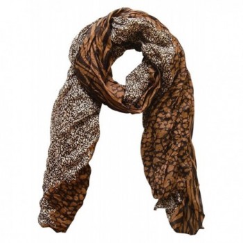 All Seasons Retro Zebra and Leopard Print Crinkle Scarf - Coffee ...