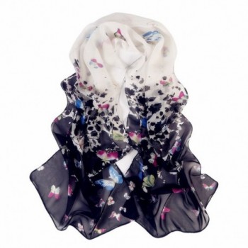 Butterfly Pattern Sheer Voile Shawl 160*50CM Women Scarf for Decorating - Black - CA126QH9QST