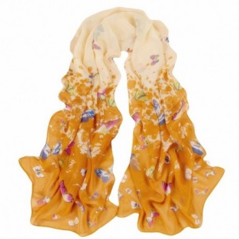 Butterfly Pattern Sheer Voile Shawl 160*50CM Women Scarf for Decorating - Yellow - CN126QH9RER