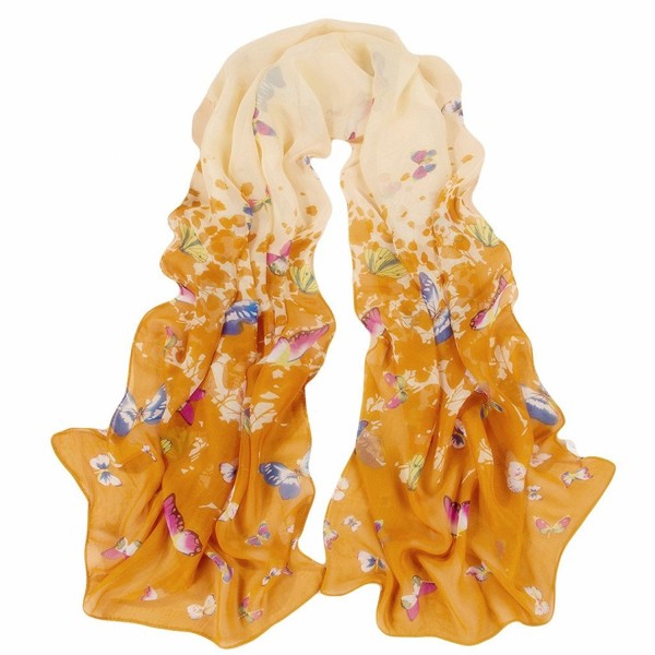 Butterfly Pattern Sheer Voile Shawl 160*50CM Women Scarf for Decorating - Yellow - CN126QH9RER