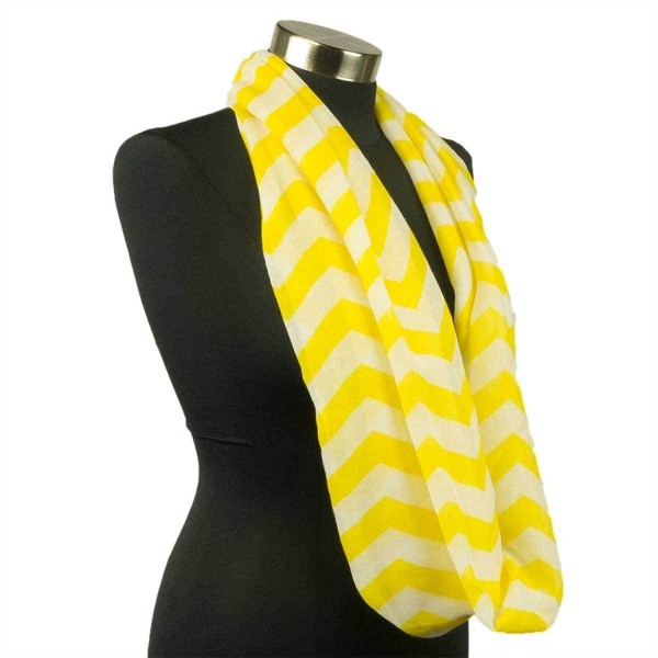 Adorox Pattern Print Fashion Chevron Sheer Infinity Circle Neck Scarf Warm Winter Light Weight - Yellow - CE11QLV1A7Z