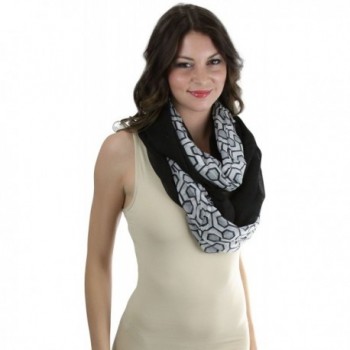 ToBeInStyle Women's Hexagon Print Infinity Scarf - Black - CM12I53M42R