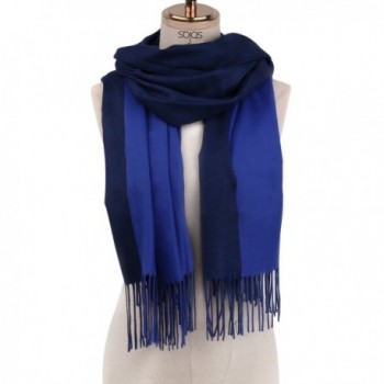 SOJOS Both-Side Colored Reversible Cashmere Wool Women Scarf Shawls Wraps SC302 - C9 Royalblue&blue - CI186N03M8I