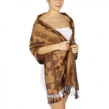 SERENITA Stem Leaf Jacquard Pashmina Scarf - Camel - C312NS177FN