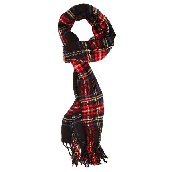 Love Lakeside-Women's Cashmere Feel Winter Plaid Scarf (One- Black Stewart) - CG12DFUPQRZ