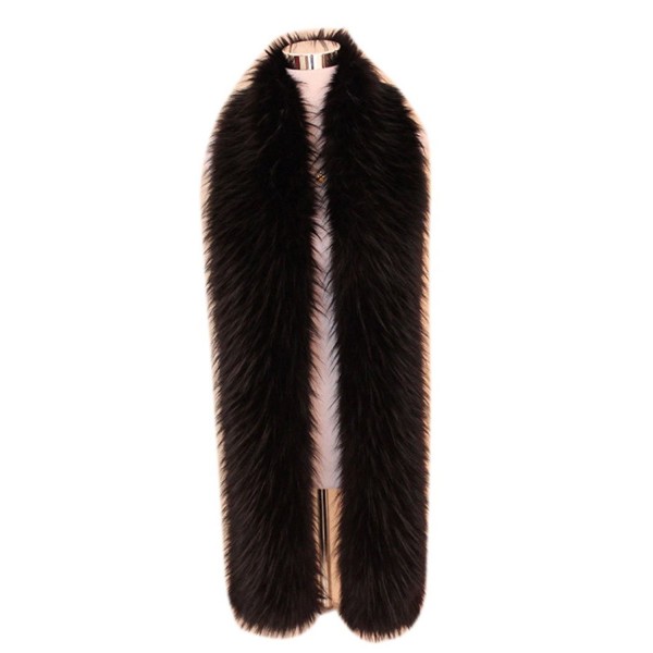 Men Women's Winter Faux Fake Fur Collar Scarf Wrap Shawl Shrug 70" - Black - C217YXGOR90
