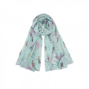 ScarvesMe Women's Soft Paris Printed Eiffel Tower Light weight Shawl Scarf - Mint - CV11WYGV64T