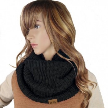 Knit Infinity Loop Scarf And Beanie Hat Set- Warm For The Winter In 6 Colors By Debra Weitzner - Scarf Black - CQ185QDW7R8
