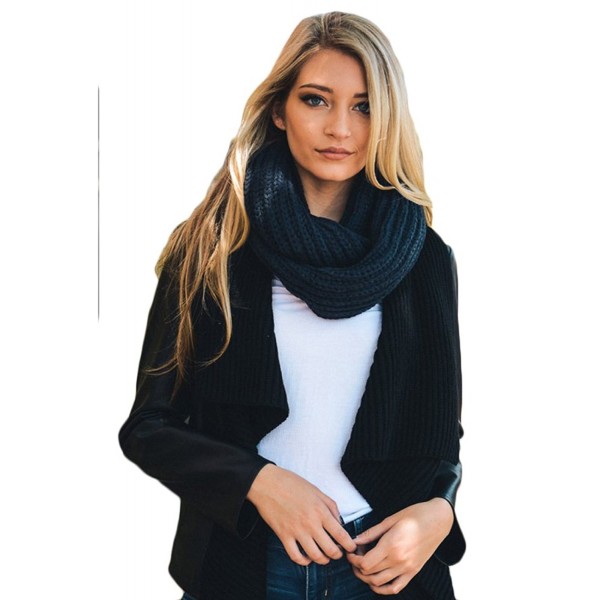 Aris Womens Thick & Chunky Chic Cable Knit Infinity Bundle Scarf & Bag - Navy - C412O4XFQ0T