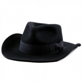 The Hat Depot 1400HE01 100% Wool Wide Brim Felt Fedora - Black - CL126SXGB61