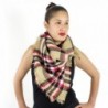 Designer Style Plaid Scarf with Raw Edge - Thick Blanket Khaki - CL129497O7L