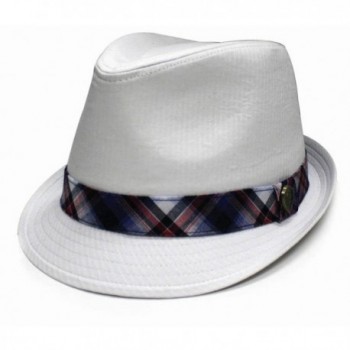 City Hunter Pmt610 Wrinkled Linened with Checker Band Fedora (3 Colors) - White - CP11CV374FF