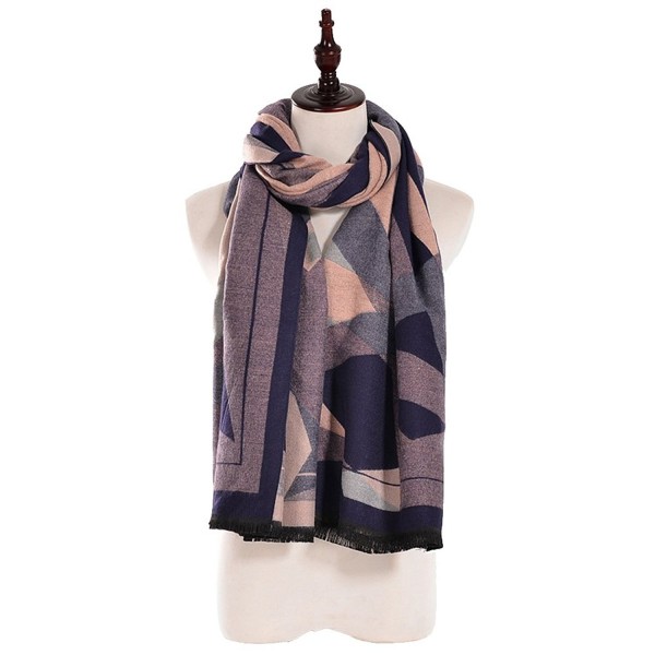 Scarfs for Women-Warm Square Scraves Wraps Shawls with Oil Painting Color Print - Purple - C4188E45OST