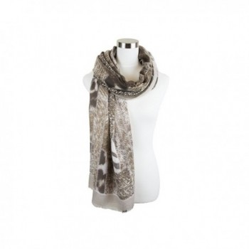 Womens Animal Color Block Pattern Printed Elegant and Soft Viscose Oblong Scarf - Taupe - CZ1852HXG8Y