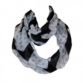 SCARF_TRADINGINC&shy Houndtooth Chevron Zig Zag Infinity Loop Scarf - Black - CN11LGJHCQL