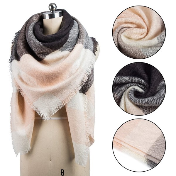 Plaid Blanket Scarf Winter Tartan Scarves Warm Cozy Pashmina Wrap Shawl for Women - Gray - CK187R00I9S