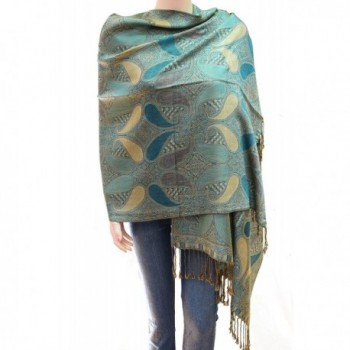 Flyingeagle Trade Elegant Multi Color Pashmina - Teal Blue and Beige - CA184H9Y2Z5