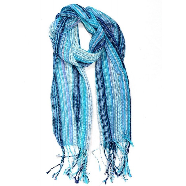 Gamboa Warm Alpaca Scarf - Striped Design - Turquoise Tones - CN125SZHOY3