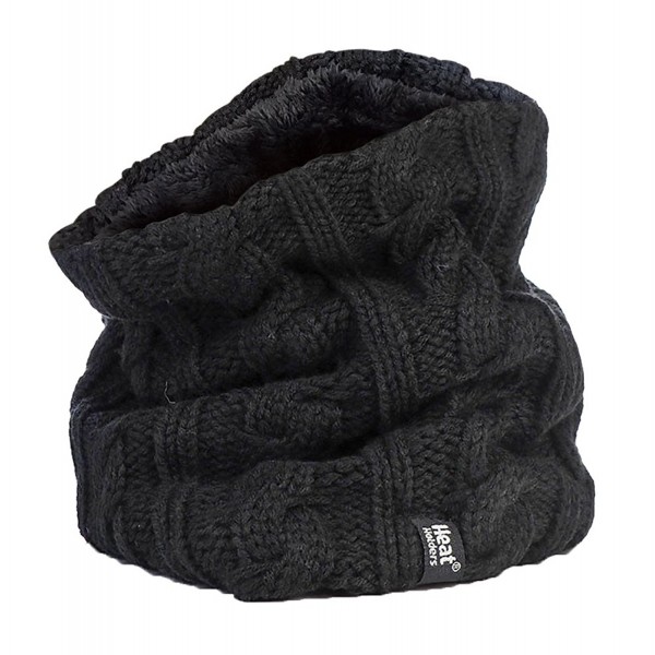 Women's Heat Holders Thermal 3.4 tog Fleece Cable knit Scarf Neck Warmer (Black) - CQ12N8R5HNS