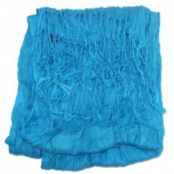 LibbySue Essential Solid Crinkle Scarf Turquoise in Fashion Scarves