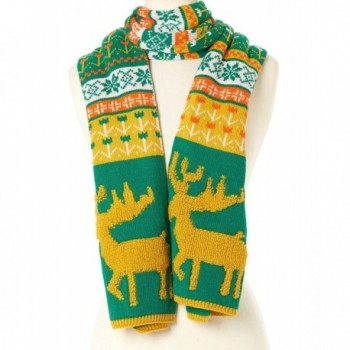 Novadab Woodland Reindeer Knit Scarves - Green - CC187ITDXA7