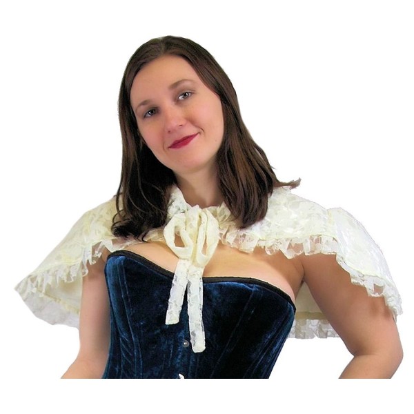 Burleska Women's Amy Steampunk Bolero Shrug - Cream Satin Lace - CE11TV6Y6MT