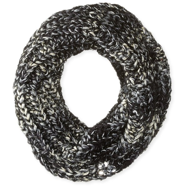 Women's Mixed-Yarn Knit Infinity Scarf with Faux Gems - Black - CZ121M1FDYF