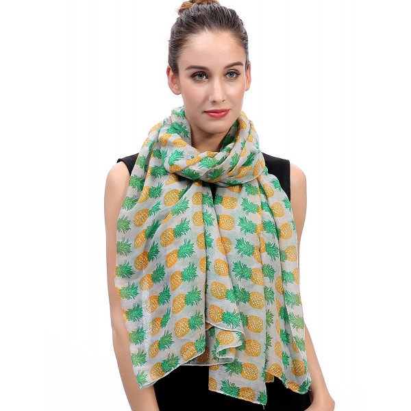 Pineapple Print Women's Large Scarf Beach Wrap Lightweight - Light Grey - CY11XQWQQ81