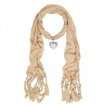 Elegant Heart Charm Pendant Jewelry Necklace Scarf - Diff Colors Avail - Beige - CF11UG0XSZZ
