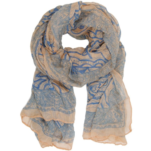 Bucasi Bohemian Paisley Scarf in Airy Lightweight Fabric - 60s inspired Print - Pink - CT11CUJOKLL