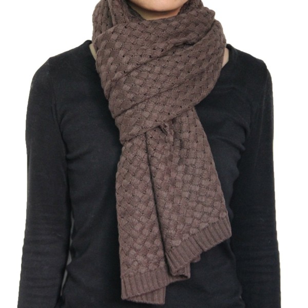 Seamaidmm Intrecciato Woven Style Knitted Long Thick Winter Knit Scarf Coffee - C311G72RHZ3