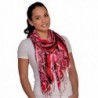 Amtal Women Red Black White Abstract Design Lightweight Soft Scarf w/Tassels - CI11HV7Y6FH