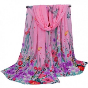 Creazy Women's Ladies Chiffon Soft Scarves Long Wraps Shawl Beach Silk Scarf - Pink - C112HQMERNR