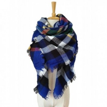 WINCAN Soft Warm Tartan Plaid Scarf Shawl Cape Blanket Scarves Fashion Wrap - Royalblue - C912NH4FTKY