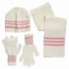 Winter Wear Women's Knit Striped Snowboard Beanie- Gloves- and Scarf Skiing Set - White - CF11S7OE897