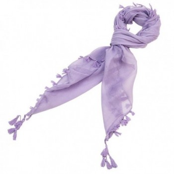 Solid Color Scarf with Tassels - Purple - CS11MOHKND3