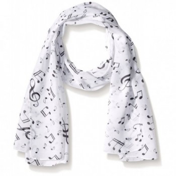 Uget Women's Music Note Print Chiffon Long Scarf Wrap Shawls - White - CJ126SC58MZ