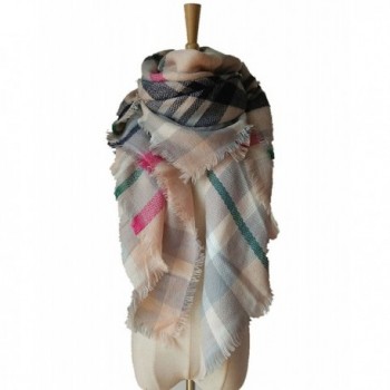 MIGAGA Soft Plaid Blanket Scarf Stylish Large Winter Warm Tartan Pashmina Wrap Shawl - Pink Grey - C812O0DZDSE