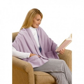 Unisex Adult Warm Polyester Fleece Shawl Blanket Cover with Pockets - 20" x 58" - Lavender - C011QW6NODN