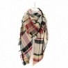 DEARCASE Women's Tassels Soft Plaid Tartan Scarf Winter Large Blanket Wrap Shawl - Black Claret - C918C792OS3